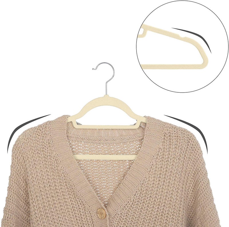 Red Dot Gift® 20-Pack Beige Non-Slip Velvet Hangers with 360 Degree Rotatable Hook - Image 4