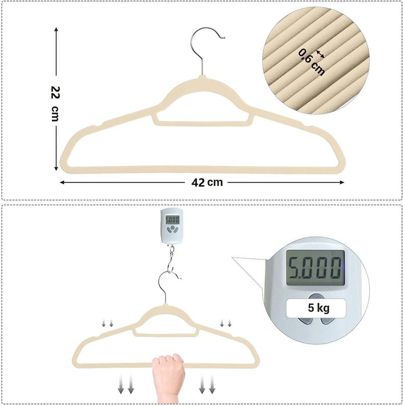 Red Dot Gift® 20-Pack Beige Non-Slip Velvet Hangers with 360 Degree Rotatable Hook - Image 2