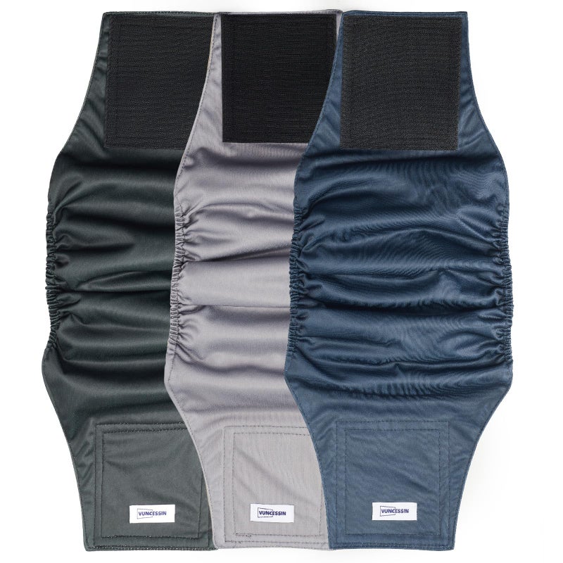 VUNCESSIN Washable Dog Diapers Male Reusable, Premium Belly Bands for Male Dogs Small, Pack of 3, High Absorbing Small Male Dog Pee Wraps for Doggie in Incontinence or Excitable Urination and Training(S) - Image 1