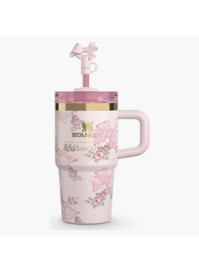 Stanley The X LoveShackFancy Holiday Quencher,Stainless Steel Vacuum Insulated Tumbler with Lid and Straw for Water, Iced Tea or Coffee, Smoothie and More 20 oz, Presented in Elegant Gift-Ready Packaging - Image 1