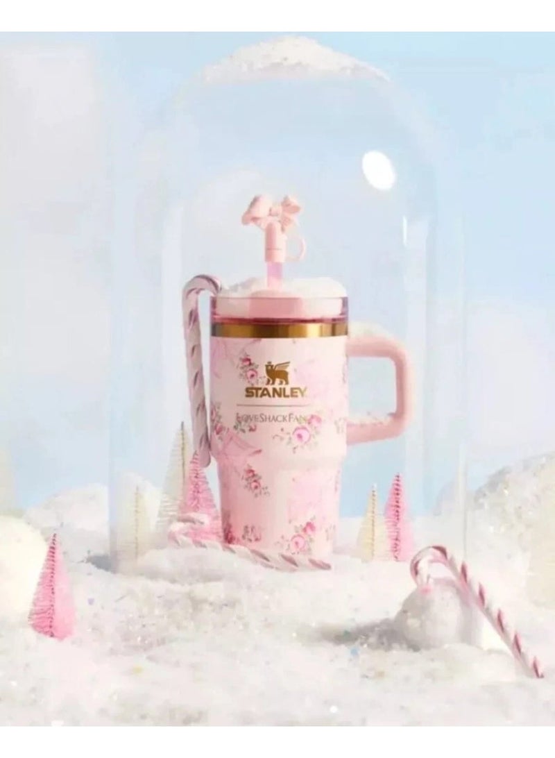 Stanley The X LoveShackFancy Holiday Quencher,Stainless Steel Vacuum Insulated Tumbler with Lid and Straw for Water, Iced Tea or Coffee, Smoothie and More 20 oz, Presented in Elegant Gift-Ready Packaging - Image 4