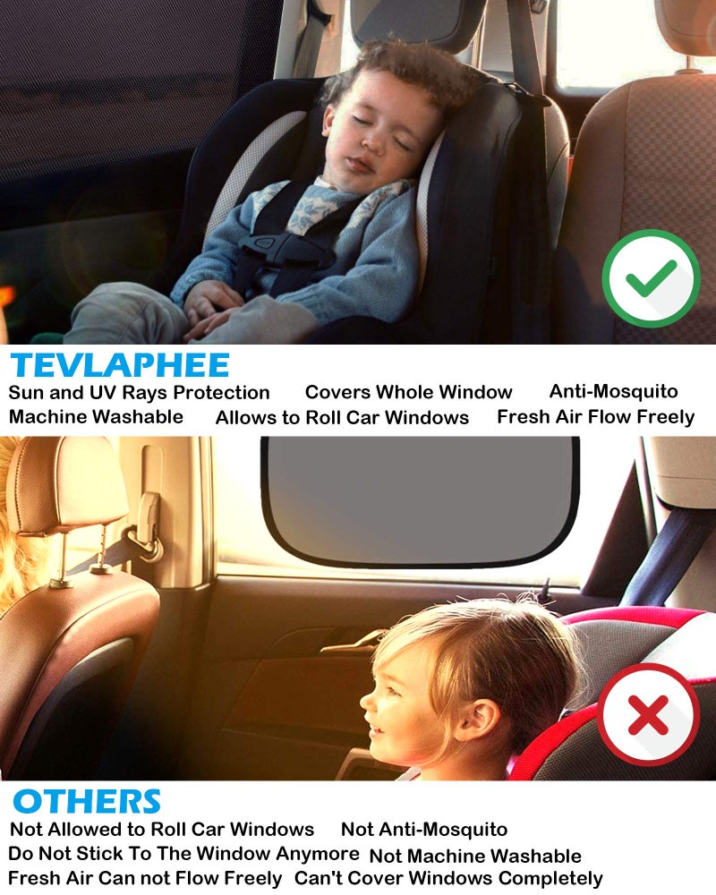Tevlaphee Car Sun Shade 2 Pack,Car Window Shades for Kids Baby Pet UV Rays/Sunlight Protection - Image 3