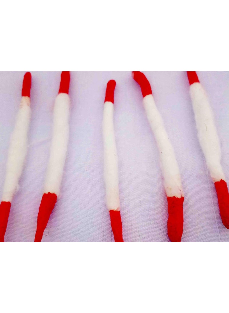 DEV POOJA STORE Dev Pooja Store Pure Long Cotton Wicks Pooja Rui Batii 200 PieceColor White red Pure White Cotton Long Wicks Kesar Pooja Batti Red  - Image 2