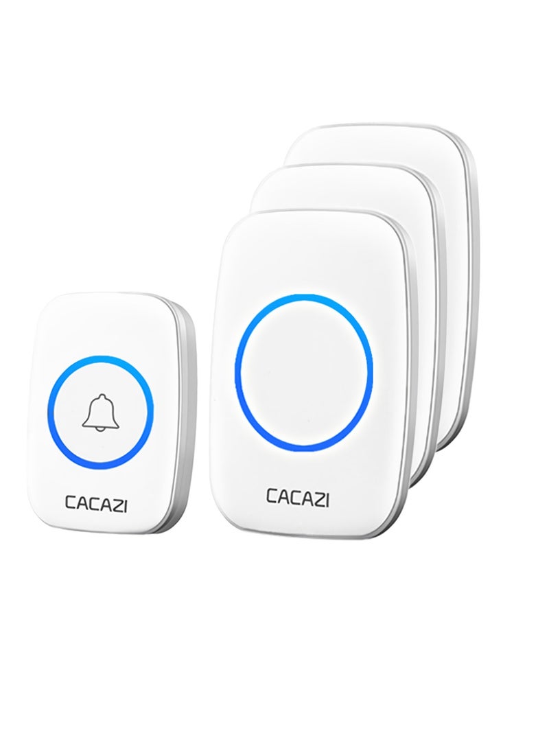 CACAZI Wireless Doorbell, Waterproof Long Distance Household Doorbell, Easy To Install Loud Music Cordless Doorbell, Door Chime With LED Indicator For Home, (1pc, White, One To Three) - Image 1