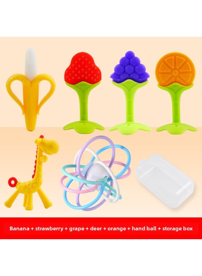 Baby Toys 6-12 Months 1 0 To 1 And A Half Years Old Baby Entrance 5 Boys And Girls 9 Grip Training Puzzle Early Education 6-Color:Deer + Grape + Hand Ball + Storage Box - Image 3