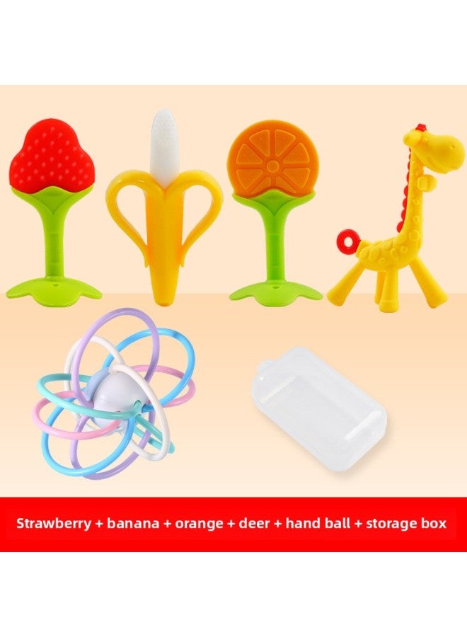 Baby Toys 6-12 Months 1 0 To 1 And A Half Years Old Baby Entrance 5 Boys And Girls 9 Grip Training Puzzle Early Education 6-Color:Deer + Grape + Hand Ball + Storage Box - Image 4