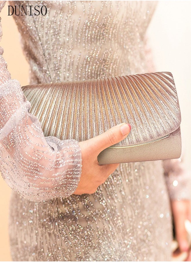 DUNISO - Women Shiny Glitter Evening Clutch Crossbody Bag Envelope Handbag Chain Purse for Wedding Formal Cocktail Party - Image 1
