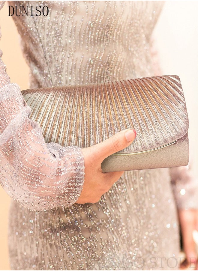 DUNISO - Women Shiny Glitter Evening Clutch Crossbody Bag Envelope Handbag Chain Purse for Wedding Formal Cocktail Party - Image 1