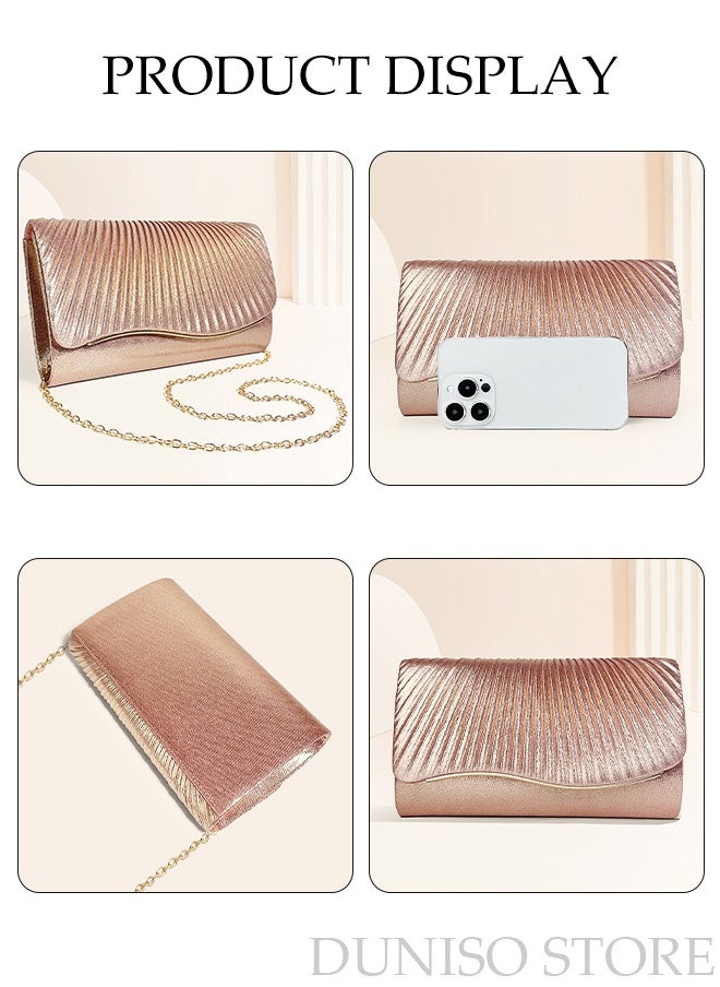 DUNISO - Women Shiny Glitter Evening Clutch Crossbody Bag Envelope Handbag Chain Purse for Wedding Formal Cocktail Party - Image 1