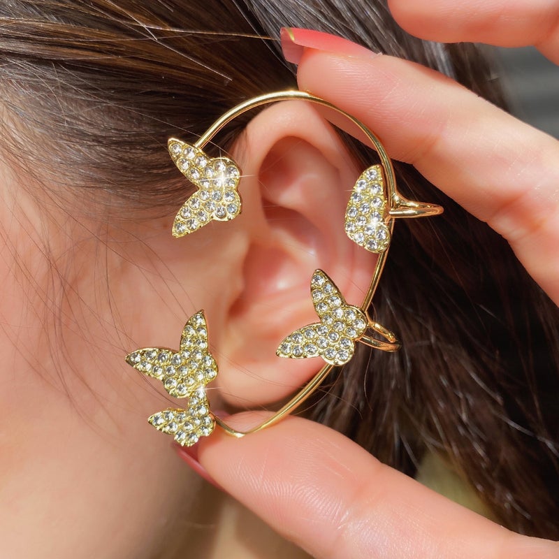 Butterfly Rhinestone Ear Cuffs No Piercing Needed 5#