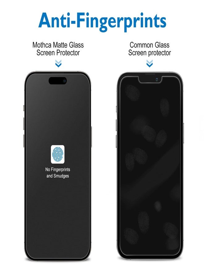 Mothca Matte Glass Full Coverage Screen Protector for iPhone 15 Pro Max 6.7-inch, Anti-Glare Anti-Fingerprint Black Edge Tempered Glass Film with Easy Installation Tool, Case Friendly, Smooth as Silk - Image 3