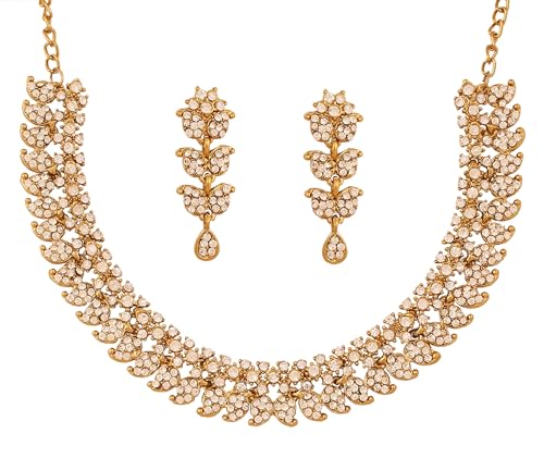 Touchstone Indian wedding jewelry set gold traditional necklaces for women statement rhinestone sets hollywood glamour style crystal stone bridal costume golden necklace - Image 1