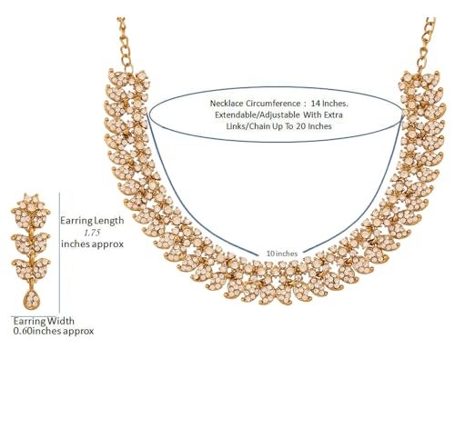 Touchstone Indian wedding jewelry set gold traditional necklaces for women statement rhinestone sets hollywood glamour style crystal stone bridal costume golden necklace - Image 5