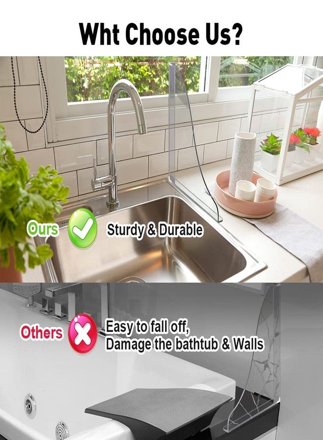 Abnaok 2PCS Bathtub Shower Splash Guard, Large Bathroom Bath Tub Splash Guards Arcylic Tub Corner Guard Shower Bathtub Guard with Adhesive Tape for Bathroom Restroom - Image 3