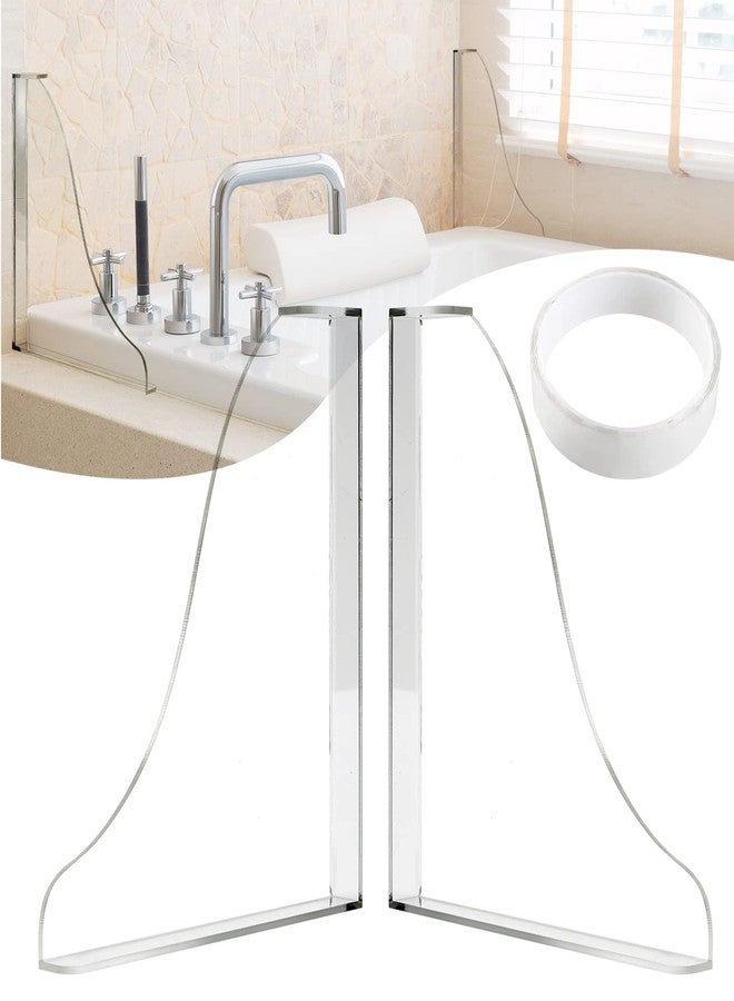 Abnaok 2PCS Bathtub Shower Splash Guard, Large Bathroom Bath Tub Splash Guards Arcylic Tub Corner Guard Shower Bathtub Guard with Adhesive Tape for Bathroom Restroom - Image 1