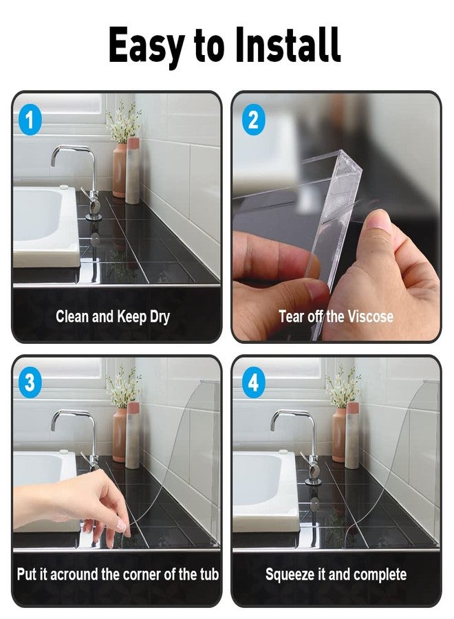 Abnaok 2PCS Bathtub Shower Splash Guard, Large Bathroom Bath Tub Splash Guards Arcylic Tub Corner Guard Shower Bathtub Guard with Adhesive Tape for Bathroom Restroom - Image 4