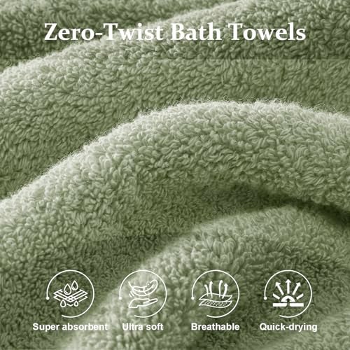COZYART Sage Green Bath Towel Set for Bathroom Turkish Cotton Thick Soft Absorbent Durable 650 GSM Towel Sets of 6, 2 Large Bath Towels, 2 Hand Towels, 2 Washclothes - Image 2