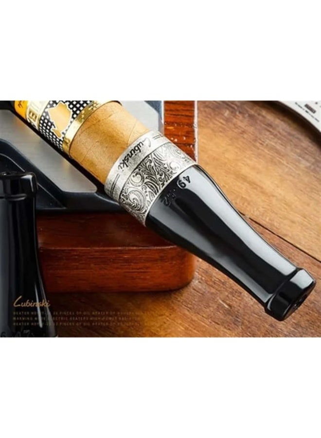 LUBINSKI Cigar Mouthpiece Set for Men & Women – Portable 4 Size Cigar Holder with Gift Box, Black - Image 3
