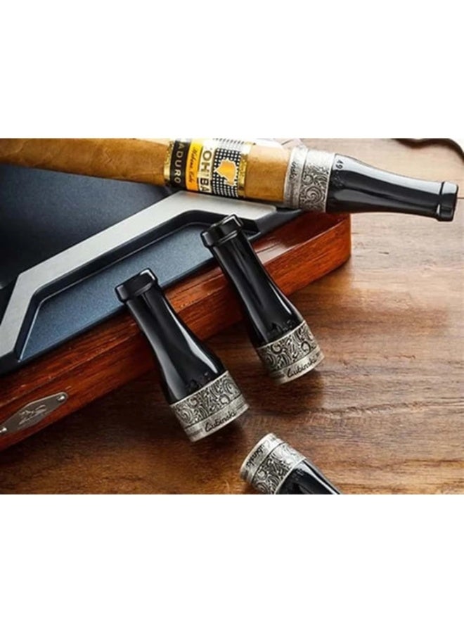 LUBINSKI Cigar Mouthpiece Set for Men & Women – Portable 4 Size Cigar Holder with Gift Box, Black - Image 5
