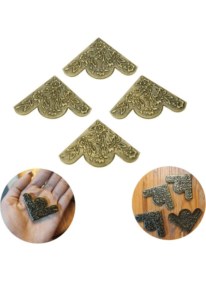 Dophee Dophee 12Pcs Decorative Corner Protector, Jewelry Box Wooden Box Chest Furniture Guard Edge Cover, Metal Flower Carved No Holes, 1.69"x1.69"x0.2" - Antique Bronze  - Image 4