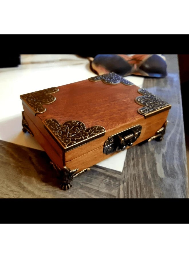 Dophee Dophee 12Pcs Decorative Corner Protector, Jewelry Box Wooden Box Chest Furniture Guard Edge Cover, Metal Flower Carved No Holes, 1.69"x1.69"x0.2" - Antique Bronze  - Image 3