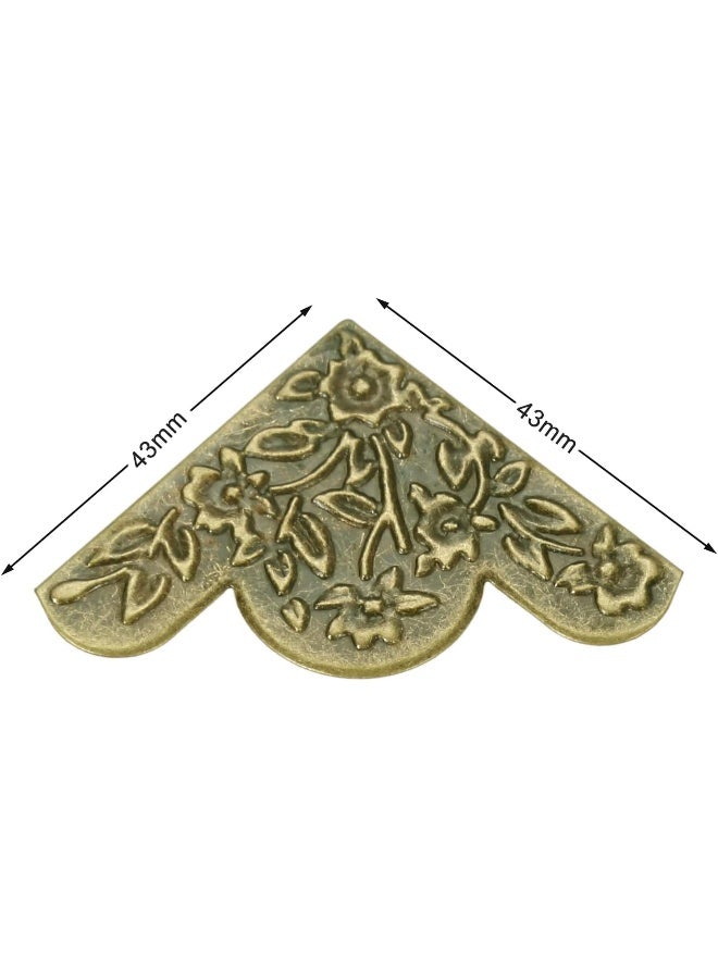 Dophee Dophee 12Pcs Decorative Corner Protector, Jewelry Box Wooden Box Chest Furniture Guard Edge Cover, Metal Flower Carved No Holes, 1.69"x1.69"x0.2" - Antique Bronze  - Image 2