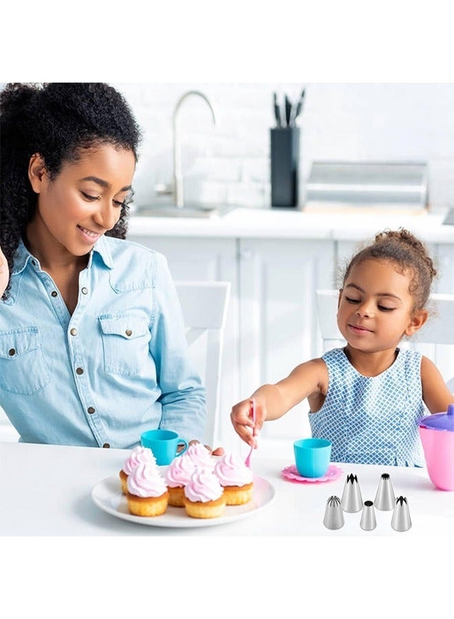 انت مجموعة من 5 قطع من أطراف الأنابيب الكبيرة، مجموعة أنابيب تزيين من الفولاذ المقاوم للصدأ، أطراف تزيين الكيك وأدوات الخبز للبسكويت ومجموعة تزيين الكب كيك (1E، 347، FX-4B، 1732، 607) - Image 5