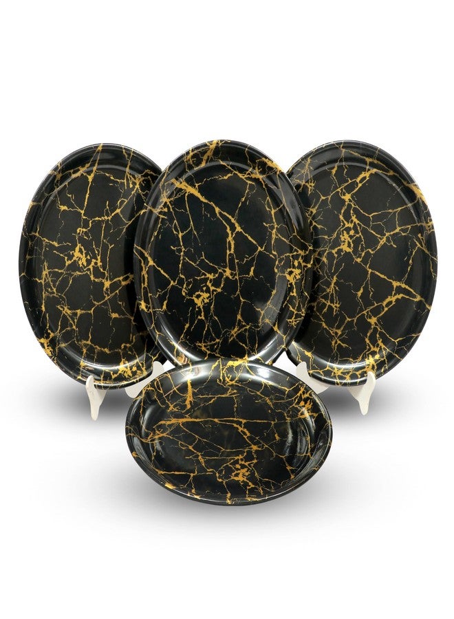 Ariya Melamine 12-Inch Dinner Plates Set | Set of 4 | Midnight Gold | Durable & Break-Resistant | Microwave & Dishwasher Safe | Reusable Serving Plates for Breakfast, Lunch & Dinner | Gifting Set - Image 1