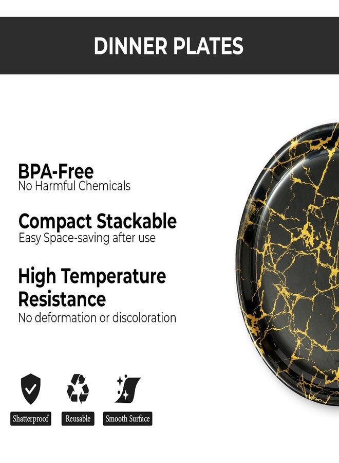 Ariya Melamine 12-Inch Dinner Plates Set | Set of 4 | Midnight Gold | Durable & Break-Resistant | Microwave & Dishwasher Safe | Reusable Serving Plates for Breakfast, Lunch & Dinner | Gifting Set - Image 3