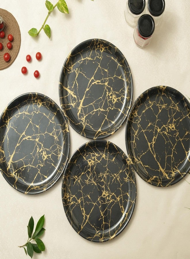 Ariya Melamine 12-Inch Dinner Plates Set | Set of 4 | Midnight Gold | Durable & Break-Resistant | Microwave & Dishwasher Safe | Reusable Serving Plates for Breakfast, Lunch & Dinner | Gifting Set - Image 2