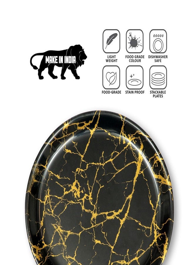 Ariya Melamine 12-Inch Dinner Plates Set | Set of 4 | Midnight Gold | Durable & Break-Resistant | Microwave & Dishwasher Safe | Reusable Serving Plates for Breakfast, Lunch & Dinner | Gifting Set - Image 5