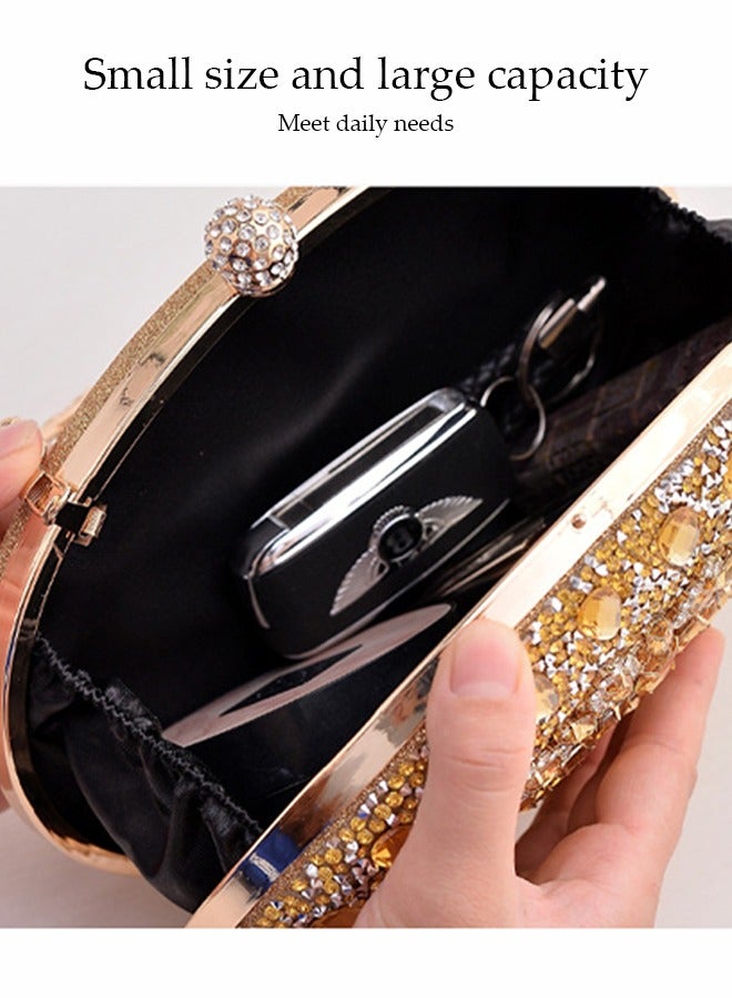 DUNISO Crystal Clutch Bag, Evening Bag, Shiny Luxury Rhinestone Wedding Bridesmaid Handbag, Party Bag, Shiny Banquet Handbag Evening Dress Rhinestone Bag, Suitable For Wedding, Banquet, Party  - Image 5