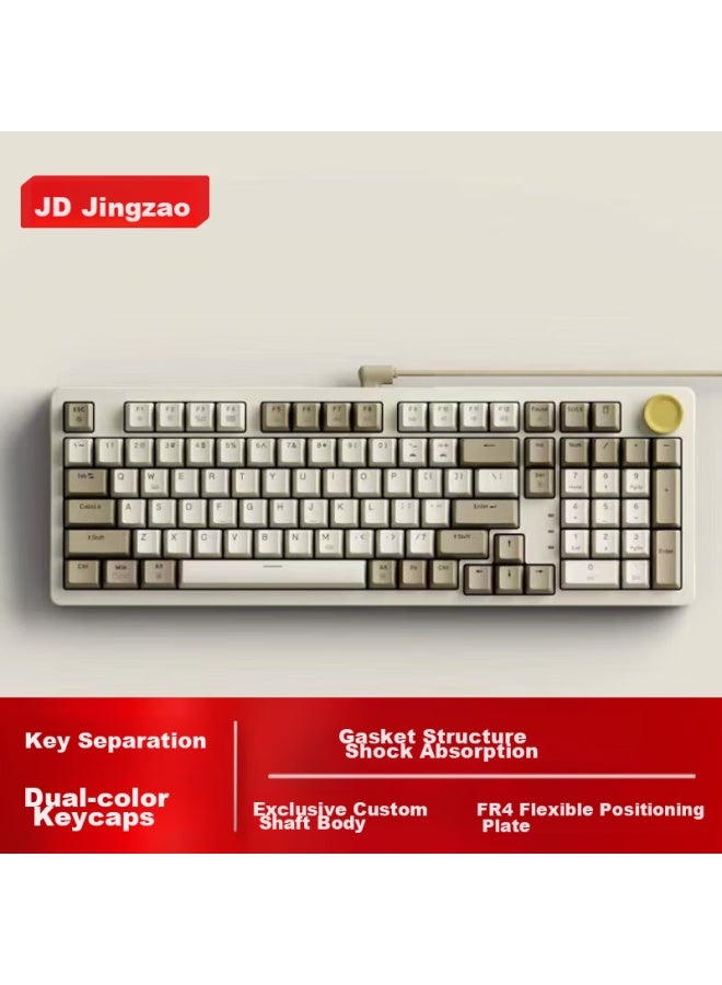 JD.com لوحة مفاتيح ميكانيكية سلكية JD Jingzao JZ990، 99 مفتاح، بإضاءة خلفية، هيكل جيسكت، أغطية مفاتيح PBT، تحكم وسائط متعددة K، متوافقة مع النظام المزدوج، للألعاب والاستخدام المكتبي، باللون الرمادي الأصلي - Image 1