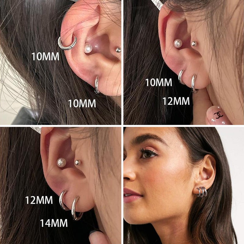 SIISPRI 3 Pairs Clip On Huggie Earrings for Men Women, Unisex Surgical Stainless Steel Hypoallergenic Earrings,Small Hoop Earrings, Polished for Non Pierced Earrings (Silver) - Image 5