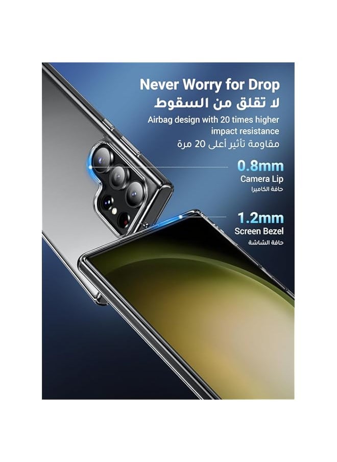 UGREEN Samsung Galaxy S23 Ultra 5G Matte Clear Case (6.8 inch), Zero-Fingerprints Anti-scratch Matte Back Cover, Slim and Soft TPU S23 Ultra Protector, Full Coverage Drop Proof for Samsung S23 Ultra