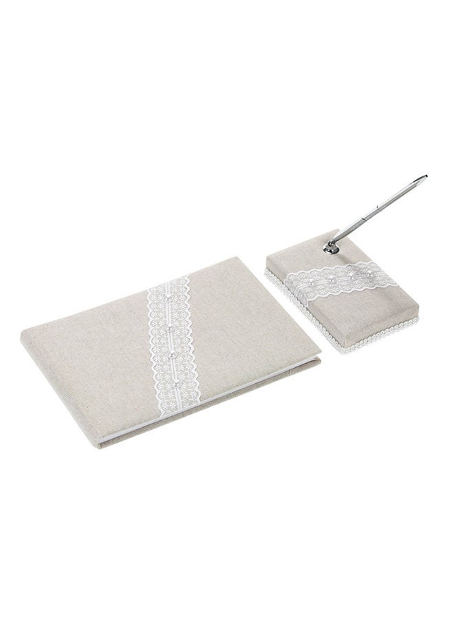 NIBEMINENT Signature Book And Pen Stand Set Off White