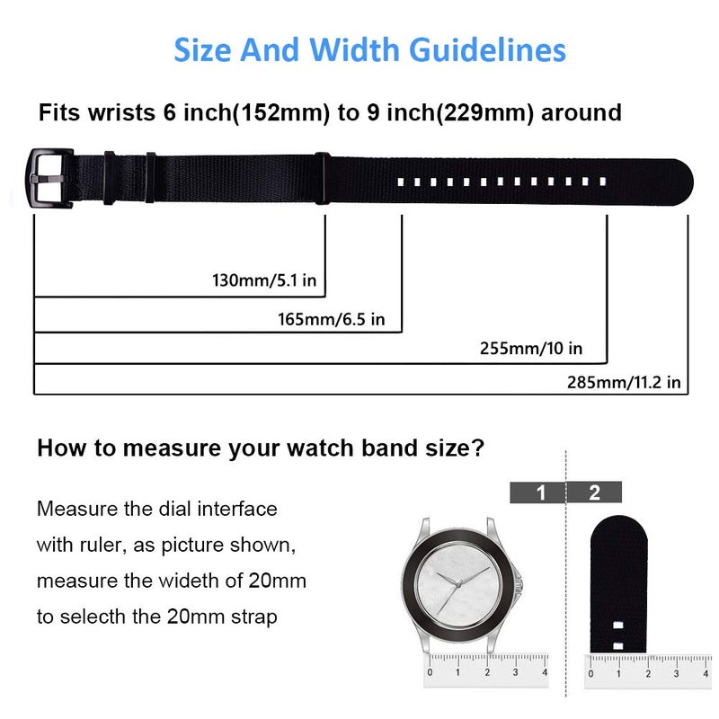 Ritche Christmas Gift Military Ballistic Nylon Watch Strap with Heavy Buckle 18mm 20mm 22mm Premium Nylon Watch Bands for Men Women, White Elephant Gifts, Stocking Stuffers for Men - Image 5