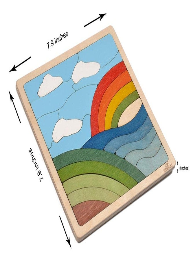 EKOPLAY Rainbow Puzzle for Kids | 25 Pieces Wooden Jigsaw Puzzle | Learning Toy and Gift for Boys Girls Ages 3 Years and Above - Image 2