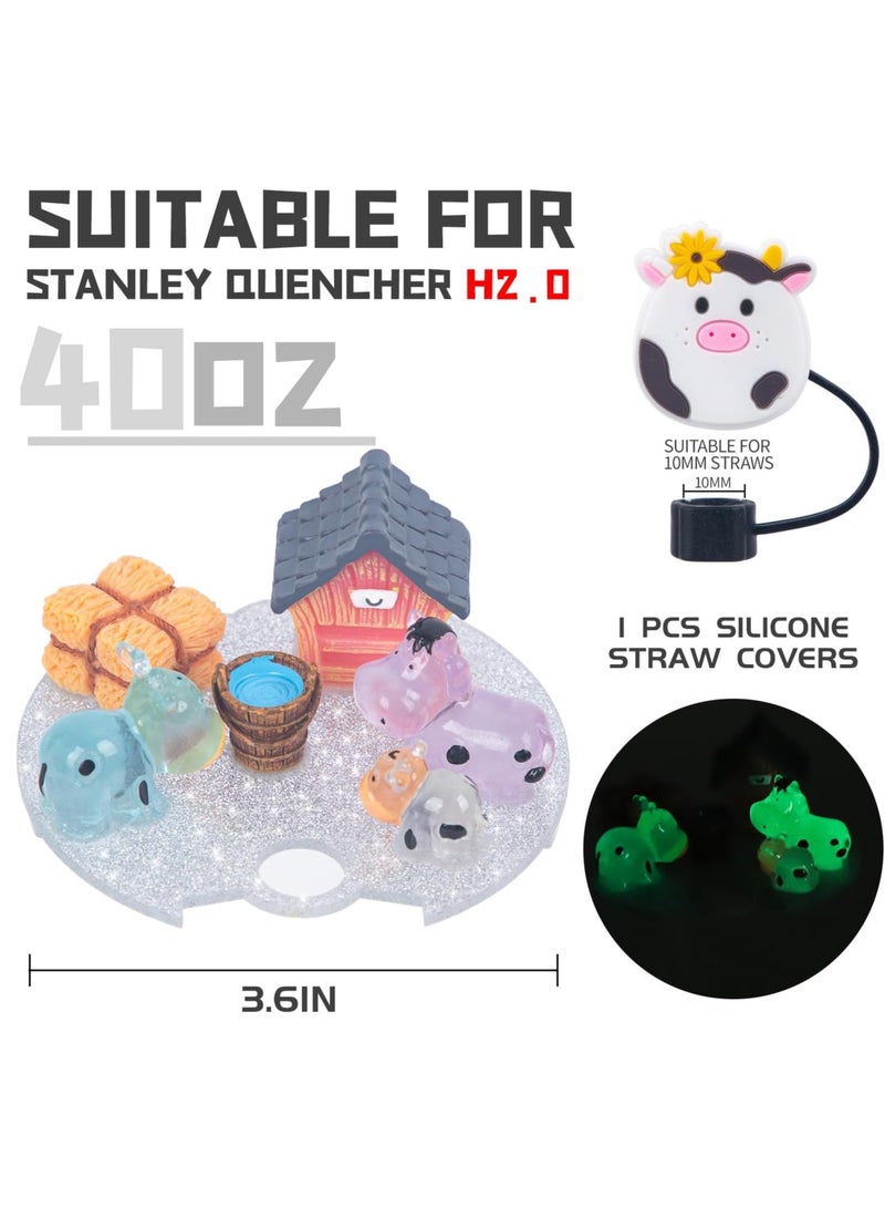 SOLARAE Stanley Cup Accessories Set, Charms for Stanley Cups H2.0 Accessories 40oz, with Silicone Straw Cover Cap for Tumblers, for Stanley Cup Accessories, Cow, 40oz - Image 4