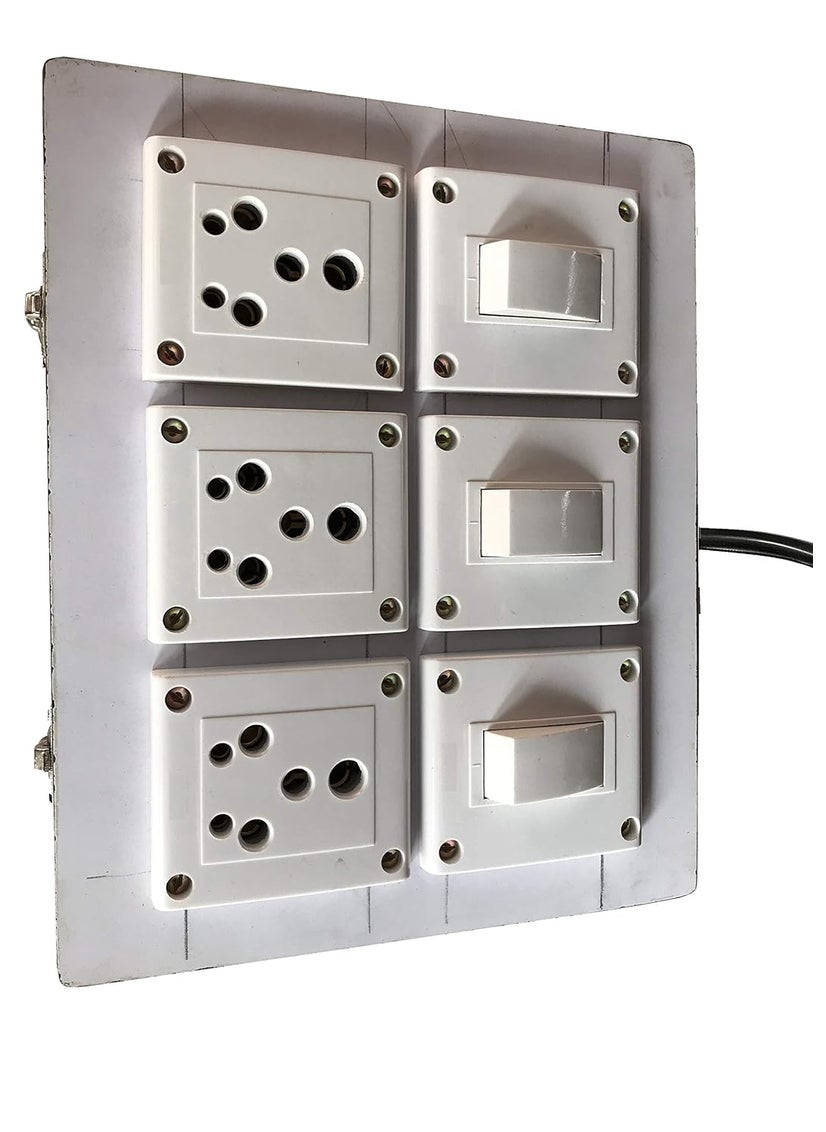 HIKEN Electric Extension Wooden Board 3Socket3Switch for Heavy Appliances 5Ampere Wire Length only Board  - Image 2