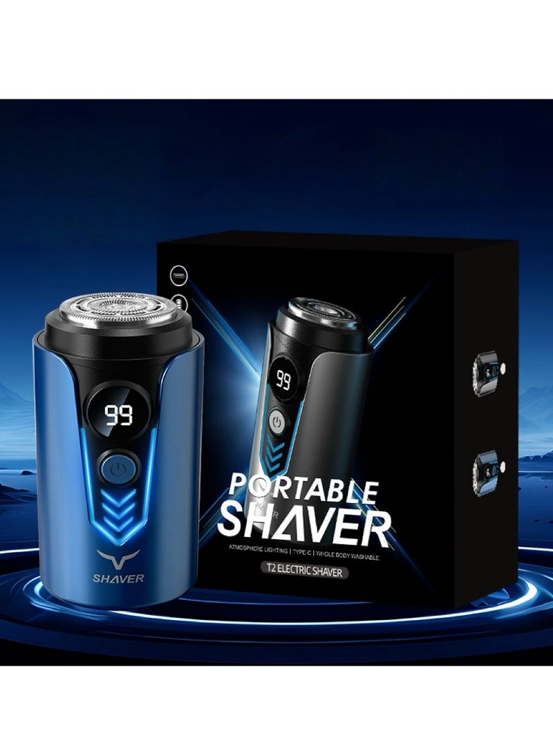 Portable Electric Shaver for Men Mini Electric Razor Dual Head Shaver with Dust Cover LED Power Display USB Rechargeable & Waterproof Shaver for Home Office Travel - Image 2