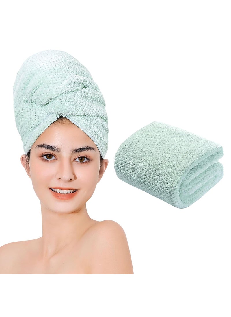 Laojbaba Microfiber Hair Towel Quick Dry Hair Towel Hair Drying Towels Suitable for All Kinds of Hair Ultra Absorbent Long and Thick Hair 20X40inch Green 1pcs 