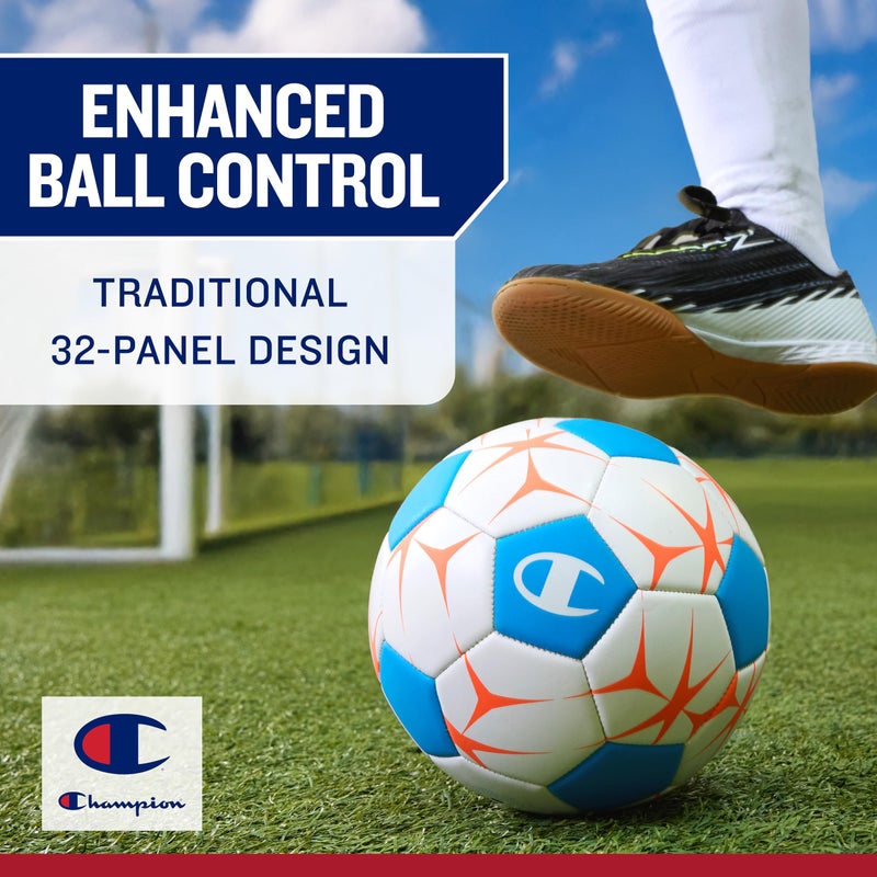Champion Prodigy Soccer Ball (Size 4, White/Optic Pink/Evening Primrose) â€“ Matte Finish, 32-Panel Design, Enhanced Control, PVC Cover & Butyl Bladder, for Indoor & Outdoor Training, Includes 6" Pump - Image 4