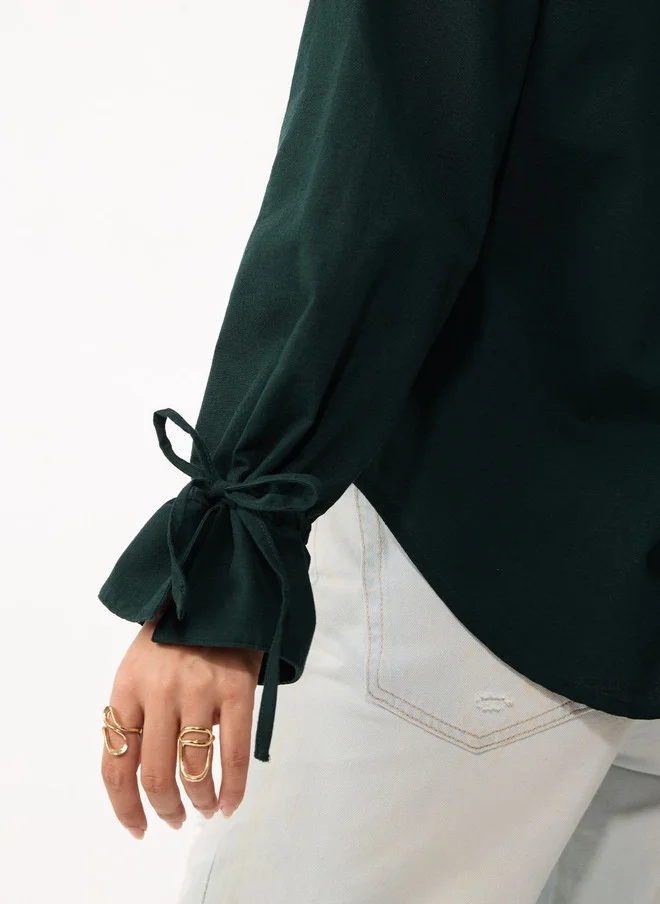 The Souled Store  The Souled Store Women Regular Fit Solid Green Casual Shirt  | Best Price UAE