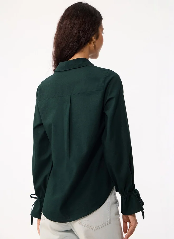 ذا سوليد ستور The Souled Store Women Regular Fit Solid Green Casual Shirt