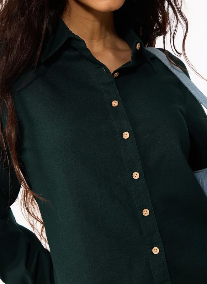 The Souled Store  The Souled Store Women Regular Fit Solid Green Casual Shirt  | Best Price UAE