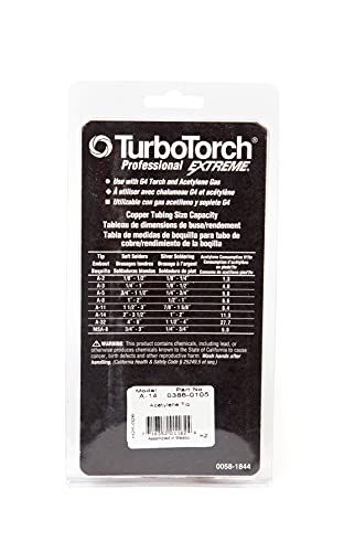 ESAB TURBOTORCH 0386-0105 A-14 1/2" Manual Torch Tip for PLF-A5 or G-4 Handles, Air Acetylene, Soft Solder 2 to 3-1/2", Silver Braze 1 to 2", Color Coded O-Ring, Removable Office Screw, Single - Image 5