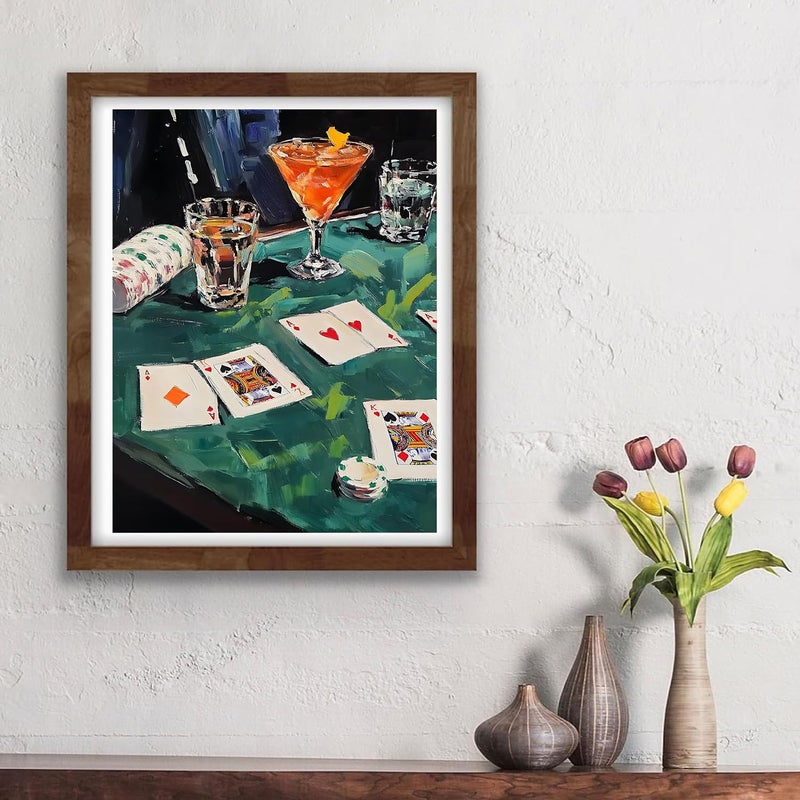 KICHANG Vintage Poker Diamond Art Kits for Adults Beginner,Dark Green DIY Modern Diamond Painting 5D Round Full Drill Diamond Dots Gem Art Crafts with Tools,Funny Crafts for Home Wall Decor&Gift-12x16in - Image 3