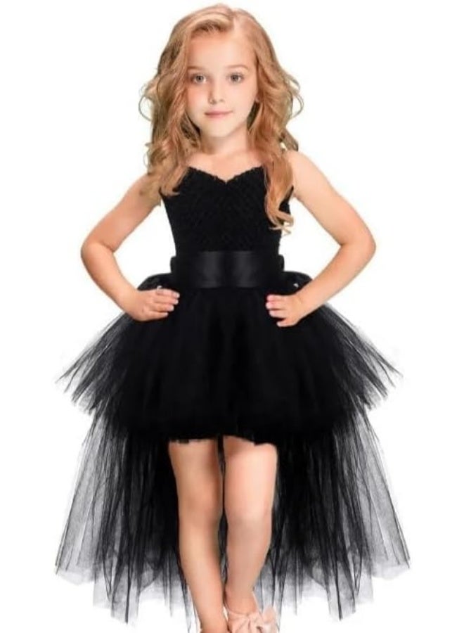Daddy's Angel Maleficent Black Fairy Costume for Girls – Halloween Witch Dress with Horn Headpiece & Lace Sleeves | Dark Princess Cosplay Outfit - Image 2
