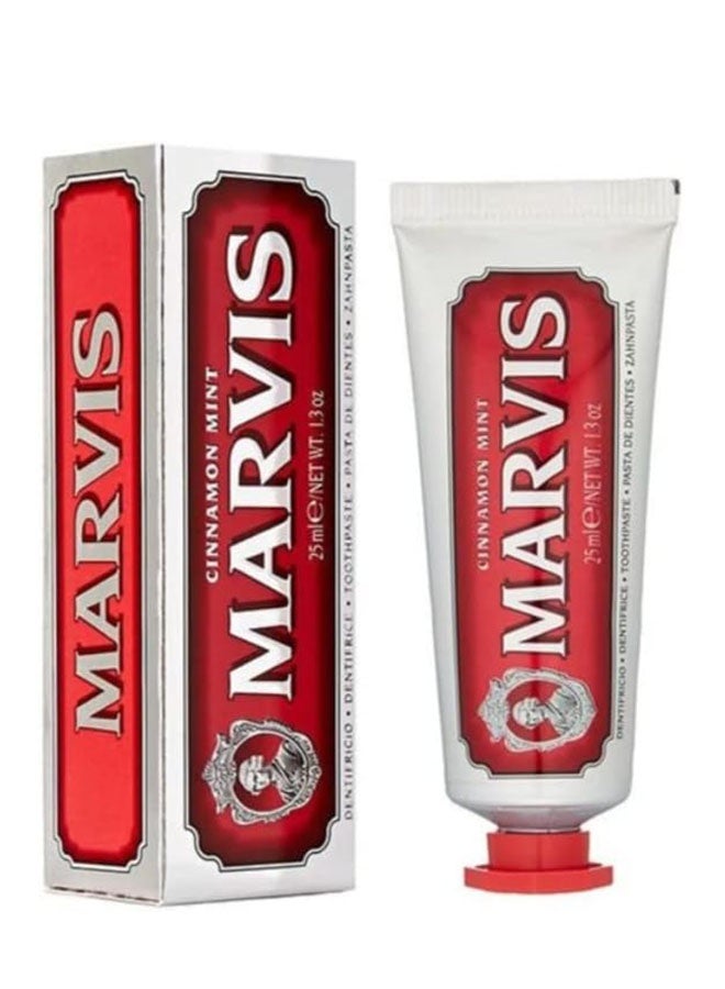 Marvis Cinnamon Mint Toothpaste 25ml, Teeth and Gum Cleanser, Long Lasting Freshness - Image 2